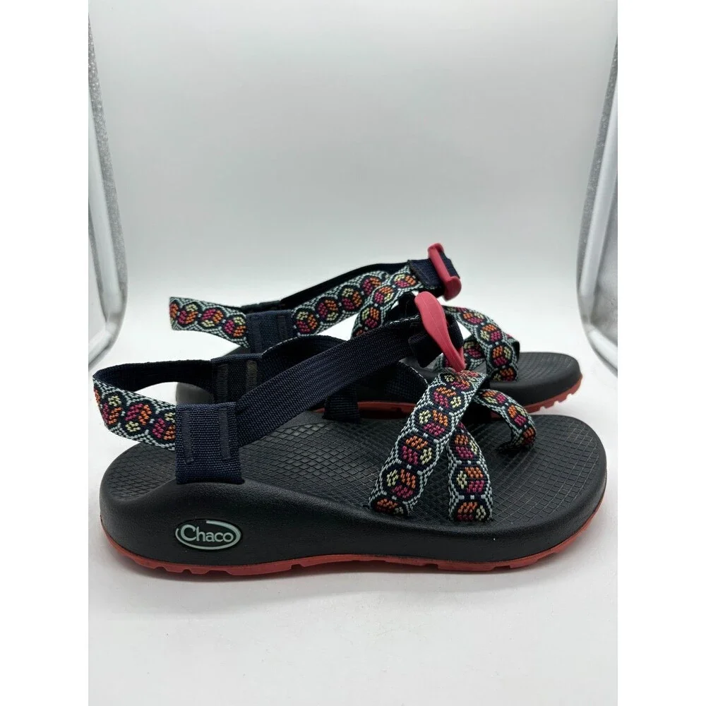 CHACO Women's 'Z/2 Classic Sandals Navy Pink Geometric Print Sz 6